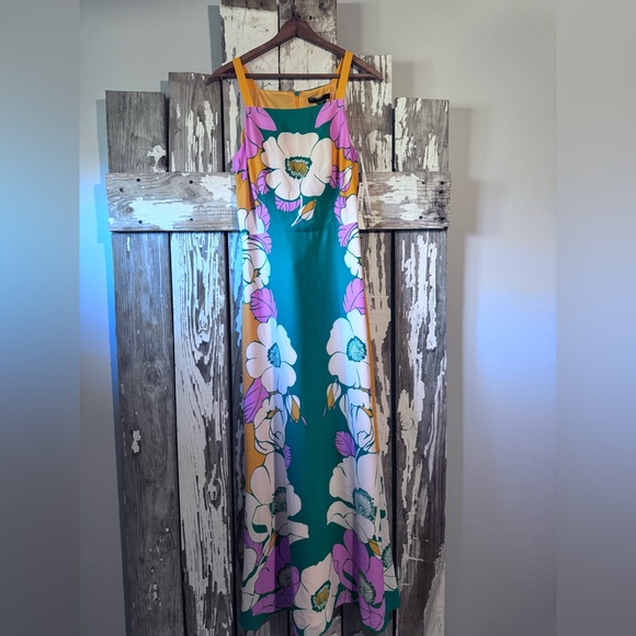 Maggy London Floral Mimosa Dress Size 0 NWT Floral Maxi Dress in Green and Pink - Picture 2 of 9
